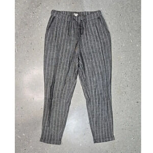 Ostin Linen Stripped Ankle Elastic Waist Pants size M